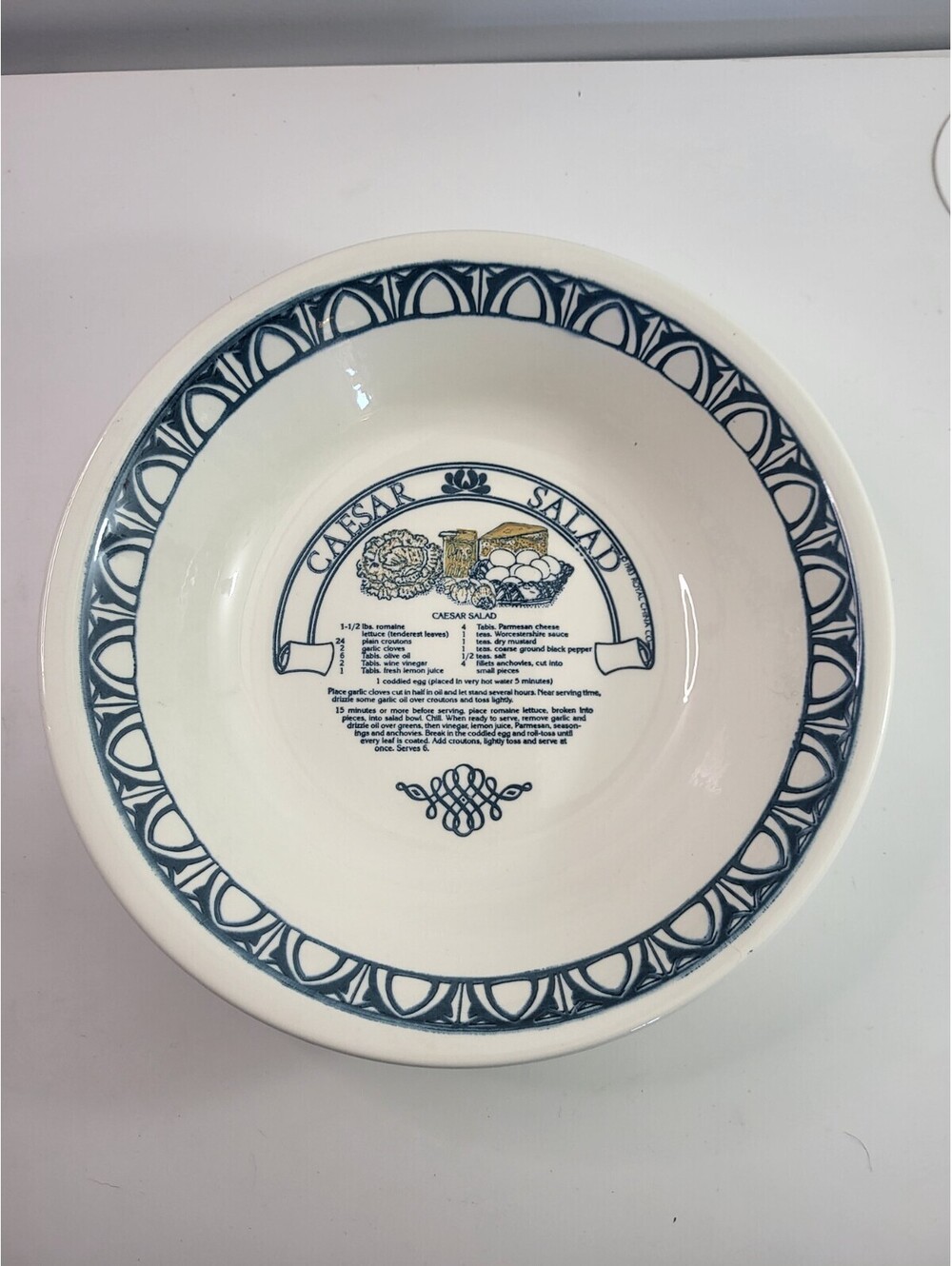 Vintage Royal China Garden Classics Caesar Salad Ceramic Serving Bowl Recipe 198